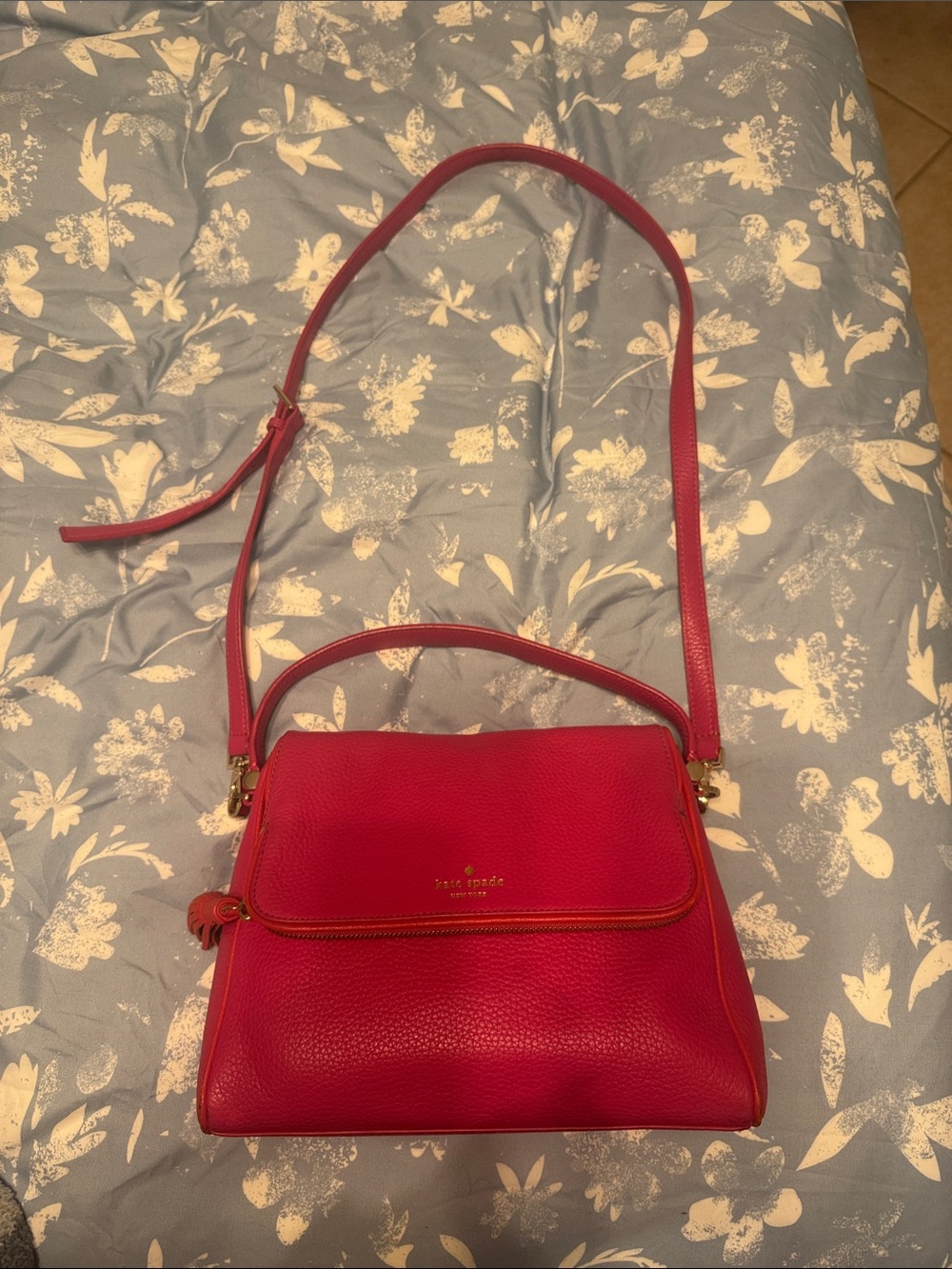 kate spade Hot Pink Pebbled Leather Crossbody Satchel